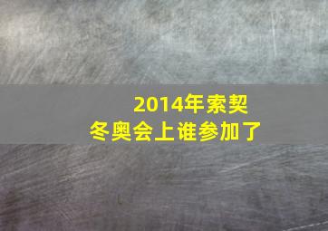 2014年索契冬奥会上谁参加了