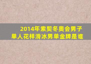 2014年索契冬奥会男子单人花样滑冰男单金牌是谁