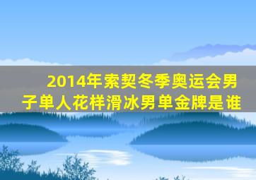 2014年索契冬季奥运会男子单人花样滑冰男单金牌是谁