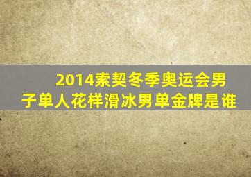 2014索契冬季奥运会男子单人花样滑冰男单金牌是谁