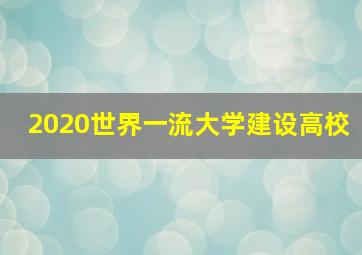 2020世界一流大学建设高校