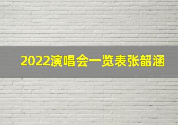 2022演唱会一览表张韶涵