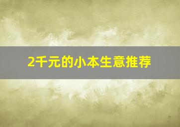 2千元的小本生意推荐