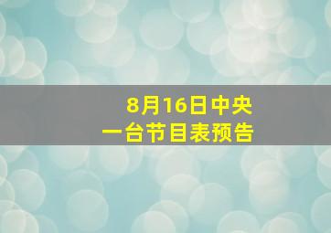 8月16日中央一台节目表预告