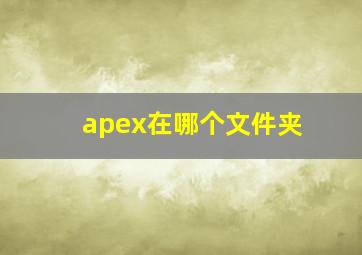 apex在哪个文件夹