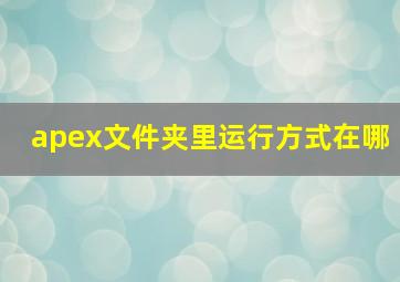 apex文件夹里运行方式在哪