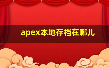 apex本地存档在哪儿