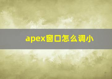 apex窗口怎么调小