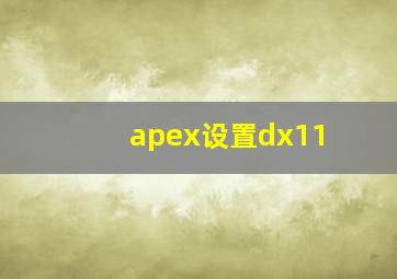 apex设置dx11