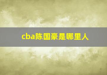 cba陈国豪是哪里人