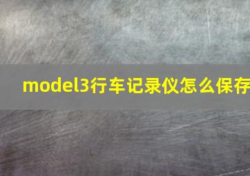 model3行车记录仪怎么保存