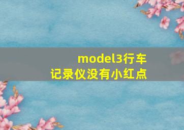 model3行车记录仪没有小红点