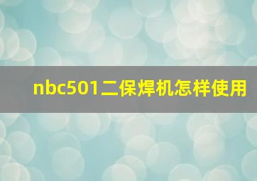 nbc501二保焊机怎样使用