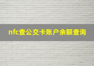 nfc查公交卡账户余额查询