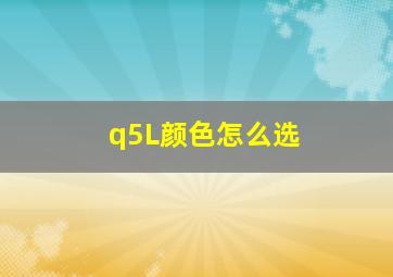 q5L颜色怎么选