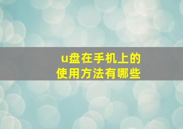 u盘在手机上的使用方法有哪些