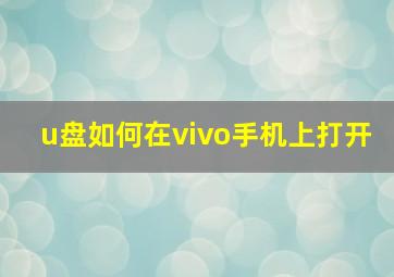 u盘如何在vivo手机上打开