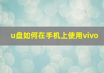 u盘如何在手机上使用vivo