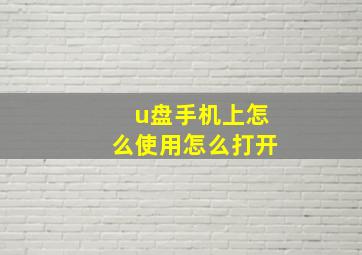 u盘手机上怎么使用怎么打开