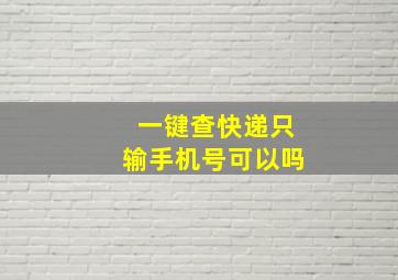 一键查快递只输手机号可以吗