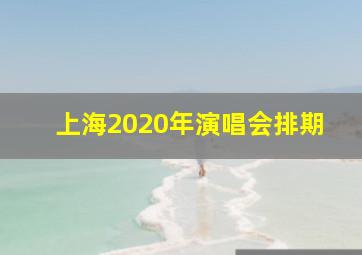 上海2020年演唱会排期