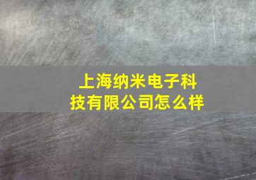 上海纳米电子科技有限公司怎么样