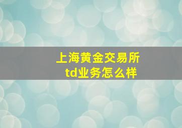 上海黄金交易所td业务怎么样