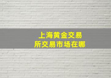 上海黄金交易所交易市场在哪