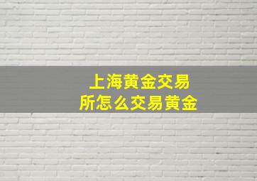 上海黄金交易所怎么交易黄金