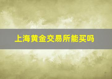 上海黄金交易所能买吗