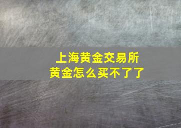 上海黄金交易所黄金怎么买不了了