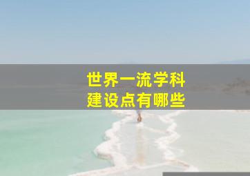 世界一流学科建设点有哪些