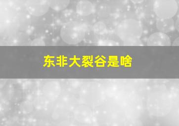 东非大裂谷是啥