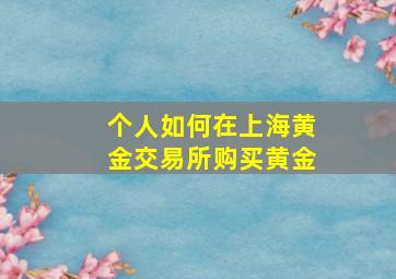 个人如何在上海黄金交易所购买黄金