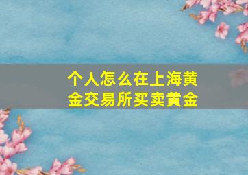 个人怎么在上海黄金交易所买卖黄金