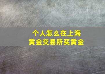 个人怎么在上海黄金交易所买黄金