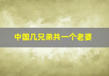 中国几兄弟共一个老婆