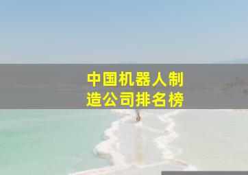 中国机器人制造公司排名榜