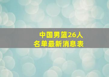 中国男篮26人名单最新消息表