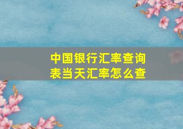 中国银行汇率查询表当天汇率怎么查