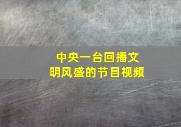 中央一台回播文明风盛的节目视频