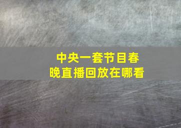 中央一套节目春晚直播回放在哪看