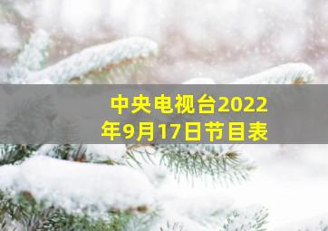 中央电视台2022年9月17日节目表