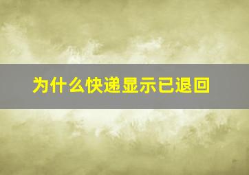 为什么快递显示已退回