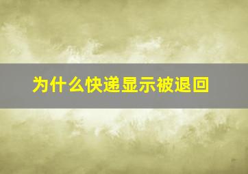 为什么快递显示被退回