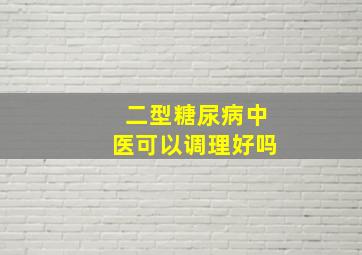 二型糖尿病中医可以调理好吗