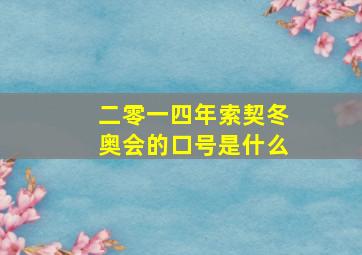 二零一四年索契冬奥会的口号是什么