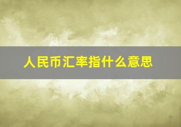 人民币汇率指什么意思