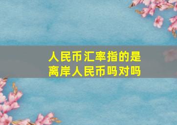 人民币汇率指的是离岸人民币吗对吗