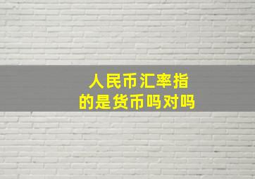 人民币汇率指的是货币吗对吗